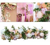 1M Fausse fleur artificielle Fausse fleur artificielle Panneau mural Bouquet de fleurs Fleur de soie pour mariage Anniversaire Fête Décoration Rose Blanc