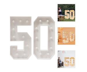 1m Lettre Lumineuse Geante Carton Chiffre Lumineux Geant Anniversaire Led Grand Lumineuse Décoration Numéro avec 20 Ampoules LED pour Anniversaire, Célébration (50)