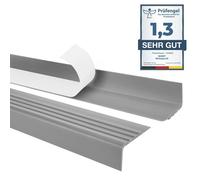 1m profilé d'escalier nez de marche adhésif antidérapant PVC gris RM, 30 x 27 mm