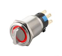1NO1NC Anneau lumineux LED pour machines CNC et instruments à bord de bateau avec boîtier en métal et verrouillage 2 positions Rouge 19 mm