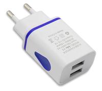 1PC Chargeurs USB Double tête de Charge Haute Performance Adaptateur pour téléphone résistant à l'usure Voyage à Domicile Bleu
