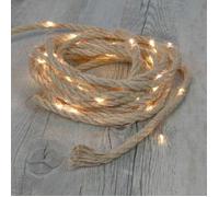 1pc Corde Lumineuse Guirlande LED 4.5 mètres-Corde de chanvre 6 mm-50 lumières - boîtier 3 piles [lumière constante avec flash]