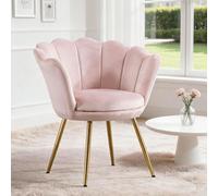 1PC Fauteuil de Salon Moderne Chaise Coquillage avec Pied Métal Fauteuil Coiffeuse Coussin confortable pour Chambre/Salon Conception unique : Adoptez le design unique du cadre, l'assemblage gracieux d