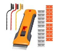 1PC Grattoir Plaque Vitrocéramique avec 20 Lames Métal/Plastique et 3 Brosses Métalliques, Grattoir Vitre, Grattoir Peinture, Raclette Vitre Professionnel