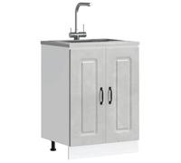 1pc Gris Armoire base/Caisson de cuisine - Magnifique Meuble bas pour évier Kalmar gris béton - Bois d'ingénierie CL2343395
