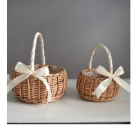 1pc Panier À Fleurs En Rotin, Panier de Rangement Tissé À La Main Avec Poignée Pour La Maison, Organisateur de Désordre En Rotin