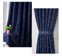 1pcs 130*150cm Rideaux occultants isolant thermique, Rideaux pour porte fenêtre, Rideaux salon occultant avec Motif étoile [Bleu-01]