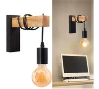1pcs Appliques Murales Vintage Industrielle Noir en Métal et bois Plafonnier Luminaire Rétro Lampe murale pour Cuisine Chambre