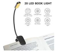 1PCS Lampe de lecture à pince rechargeable 20 LED 3 Modes d’Éclairage & 5 Niveaux de Luminosité Led pour Étude et Travail Noir Noir