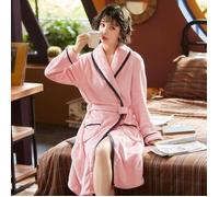 1pcs Peignoir de Bain Femme Peignoir en Eponge Microfibre, Femme Robe de Chambre Longue Hiver Chaud Rose Taille XL