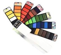 1PCS Peinture Aquarelle Voyage Solide Aquarelle Peinture Pliable 42 Couleurs avec 1 pièces brosses,kit de Dessin sur Le Terrain,Palette Aquarelle Portable pour Enfants, Adultes et débutants G