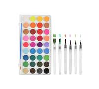 1PCS Set de Peinture Aquarelle 36 Couleurs 7pcs Peinture Brosse à L'eau Comprenant 6 Pinceaux Rechargeables avec Embouts Assortis + Palette de