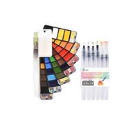 1PCS Set de Peinture Aquarelle, Voyage Solide Aquarelle Peinture Pliable 42 couleurs avec 7 pièces brosses,kit de dessin sur le terrain,Palette