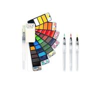 1Pièces Peinture Aquarelle Voyage Solide Aquarelle Peinture Pliable 42 couleurs avec 4 pièces brosses,kit de dessin sur le terrain,Palette Aquarelle