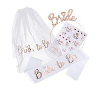 1set Poule Fête Fournitures Ensemble Mariée À Être Ceinture Voile De Bandeau Diadème Tatouages douche Nuptiale Décoration Mariage Faveurs Bachelorette Pour Fête(Color 2)