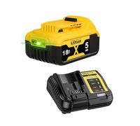 1X 5.0Ah Remplacement pour Dewalt Batterie 18V + Chargeur DCB107 | Batterie pour Dewalt Compatible avec DCB182 DCB184 DCB180 DCB181 DCB200 DCB201 DCB204 outils sans fil
