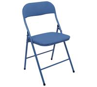 1x Bleu Tissu Rembourré Chaise Pliante en Métal Pliable Bureau Chaises