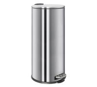1x Chrome 30L Rond Acier Inoxydable Poubelle à Pédale de Cuisine Déchets