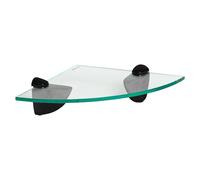 1x Étagère d'Angle de Salle de Bain en Verre Flottant 20cm Clair/Noir Stockage