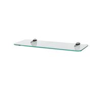 1x Étagère de Salle de Bain en Verre Flottant Arrondi 40cm Clair/Chrome Stockage