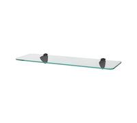 1x Étagère de Salle de Bain en Verre Flottant Arrondi 50cm Clair/Noir Stockage