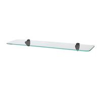 1x Étagère de Salle de Bain en Verre Flottant Arrondi 60cm Clair/Noir Stockage