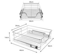 1x Panier Tiroir Coulissant pour Placard de Cuisine 46cm VIVOLILV,Organisateur de rangemen Acier Chromé,Rails Inclus,Capacité 20kg
