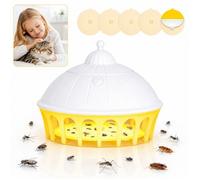 1x Piège à puces, Piège à Lumière Anti-Puces à LED 6 Modes avec 5 Autocollants de Capture pour Mouches, moustiques, Mites, parasites