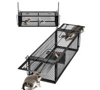 1x Piege a Rat Cage 42cm à Deux Entrées | Piège à Rats Exterieur XXL Rat Trap Attrape Loir Rongeur Mulot Professionnel Réutilisable Noir