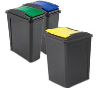 1x50L 2x25L Poubelle Noire-Jaune-Bleue-Verte 3 Compartiments système 3 50l