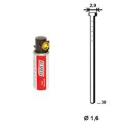 2 000 Pointes Brads Inox en Bande 20° (Pack) - 1.6/2.9x38 mm + 2 Cartouches de Gaz Jaune - D-Work