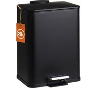 2.02 Poubelle à pédale en métal, forme carrée - 20 litres - Poubelle noire (20 litres)
