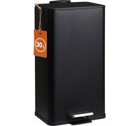 2.02 Poubelle à pédale en métal, forme carrée - 30 litres - Poubelle noire (30 litres)