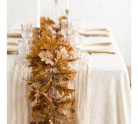 2/1 pièce, 245 cm/96,45 pouces Vigne de feuilles d'érable d'automne artificielles, Couronne de chrysanthèmes bruns artificiels, Convient pour la décoration d'Halloween, la décoration de mariage intéri
