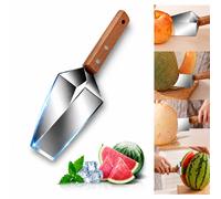 2/1 pièce Nouveau 2026 Trancheur de pastèque en acier inoxydable 430, coupe-pastèque triangulaire avec manche en bois, convient pour la pastèque, le melon cantaloup, le melon miel et autres melons 2 p