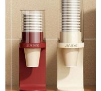 2/1 pièce Support de gobelet en papier jetable à double usage mural & de bureau, installation sans perçage avec adhésif sans dommage, rack de rangement de gobelets en plastique à tiroir facile d'accès