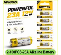2-100PCS Pile Alcaline 23A 12V 58mAh A23 23GA E23A L1028 MN21 V23GA GP23A LRV08 RV08 Longue Durée pour Sonnette Télécommande Porte de Garage Clé Lampe de Poche Jouet Électrique