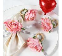 2-200 pièces Anneaux de serviette de rose artificielle, convient pour la décoration de table, mariage, dîner en famille, fête, Noël, Thanksgiving, anniversaire Taille Unique,12 pièces,8Pcs,6 pièces,2p