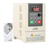 2.2KW Transformateur 380V Variateur de Frequence 380V VFD Triphasé | Entrée Sortie 380V Variateur de Fréquence sur machines-outils CNC Broyeurs à boulets etc (avec 2M de câble d'extension)