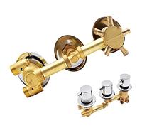 2/3/4/5 Voies Mitigeur Thermostatique Robinets De Douche,Laiton Mitigeur Cabine De Douche Aves Cartouche Céramique,Trois Support Commande,G1/2",Argent Intubation 5-way