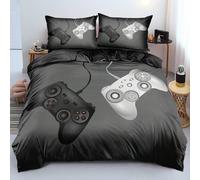 2/3 pièces Ensemble de housse de couette avec imprimé 3D de manette de jeu monochrome. Style classique de console. Décoration de chambre de gamer. Ensemble de couette (Taille 135x200 avec 1 taie d'ore