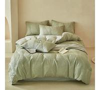 2/3 pièces Ensemble de housse de couette en jacquard piqué à motif de feuilles vertes, parure de lit bohème vintage unique, convenant à toutes les saisons, housse de couette et taie d'oreiller de styl