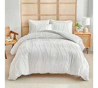 2/3 pièces Ensemble de housse de couette en polyester jacquard à rayures blanches et à capitons, ensemble de literie vintage bohème chic, convient pour toutes les saisons, taille reine (1 housse de co