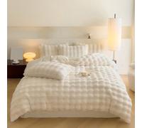2/3 pièces Ensemble de housse de couette en polyester moelleux de lapin blanc, ensemble de literie de style moderne, extra large, chaud et confortable pour l'automne/l'hiver (1 housse de couette + 1/2