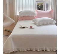 2/3 pièces Ensemble de literie rafraîchissant à bord volant blanc, style minimaliste moderne à la mode, ensemble de couvre-lit et taies d'oreiller convenant pour le printemps/été, doux et respirant, l