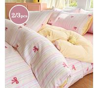 2/3 pièces Nœud rose, schéma de couleurs jaune, frais et mignon, artisanat jacquard de retour à l'école, super doux, décoration de dortoir, texture froissée, doux et charmant pour femmes, ensemble de