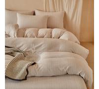2/3 pièces Set Housse de couette rayée verticale jacquard beige clair, ensemble de literie en polyester de style pastoral simple et à la mode, doux et respirant, lavable en machine, convient pour la c
