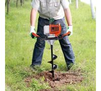 2,3 PS, perceuse à tarière essence, appareil de forage au sol, perceuse pour trous profonds, perceuse pour pieux, perceuse à glace, ensemble de 3 forets. Convient pour l'installation de poteaux de clô
