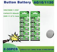 2-30 pièces AG10/LR1130 batterie alcaline de haute qualité LR54 L1131 389A D189 1.55V piles bouton de montre pour jouets calculatrices