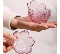 2/4/6/10 pièces Set de mini-plats en plastique pour sauce fleur de cerisier, assiette en plastique cristal rose fleur de cerisier, bol à trempette, assiette de dégustation, plat de service, assiette à